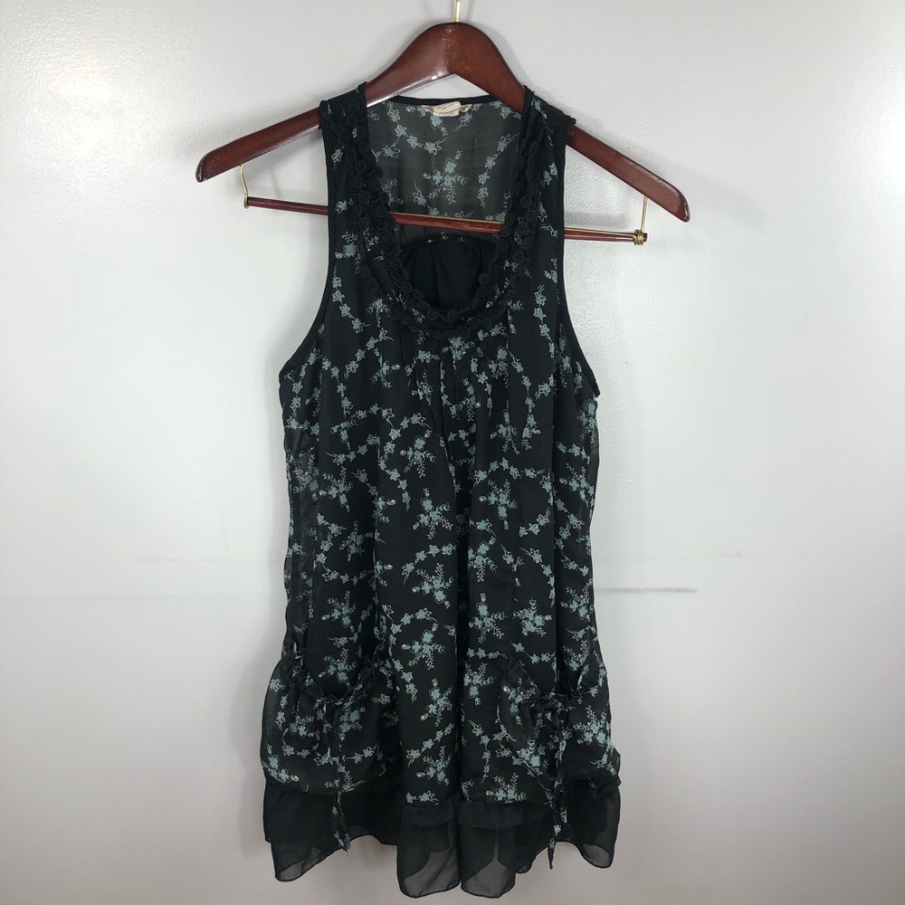 Myth Black Floral Print Shift Dress Large